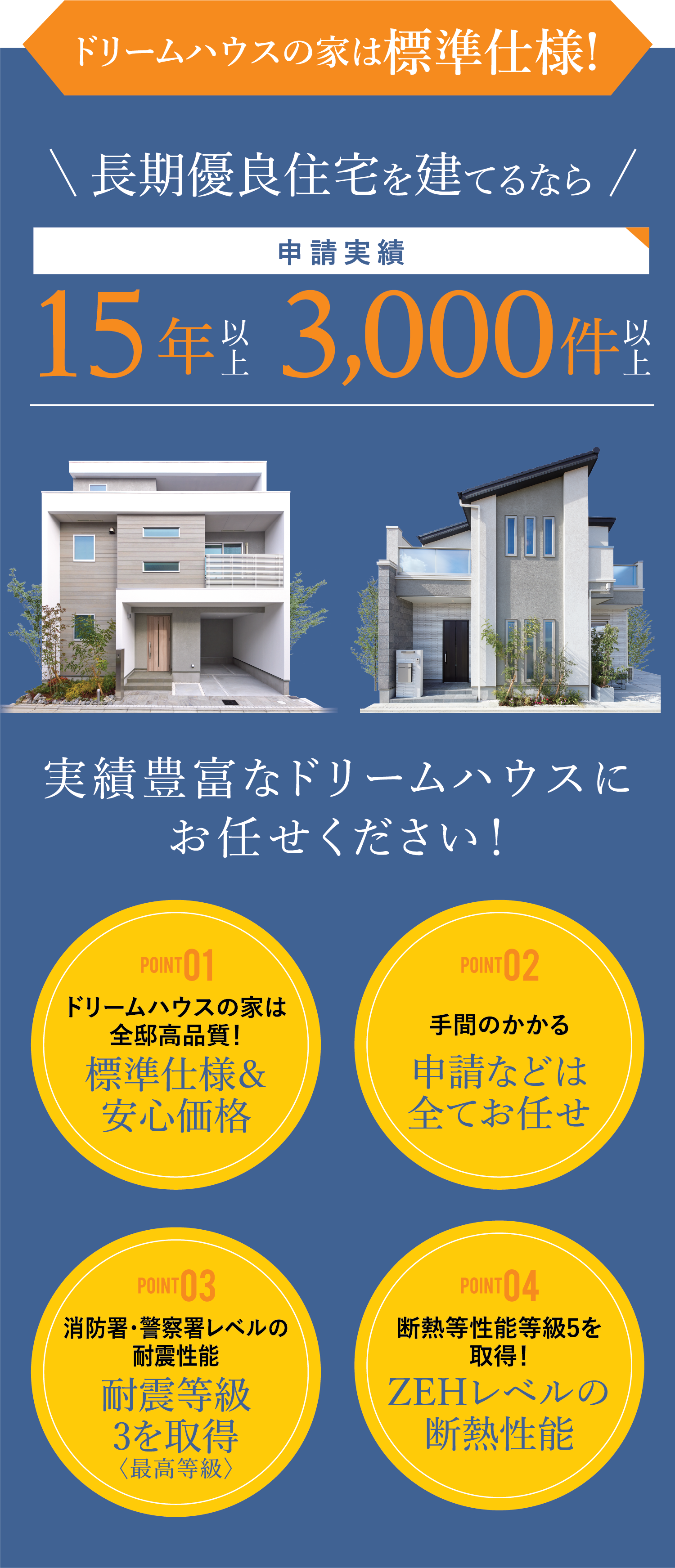 ドリームハウスの家は標準仕様!長期優良住宅を建てるなら