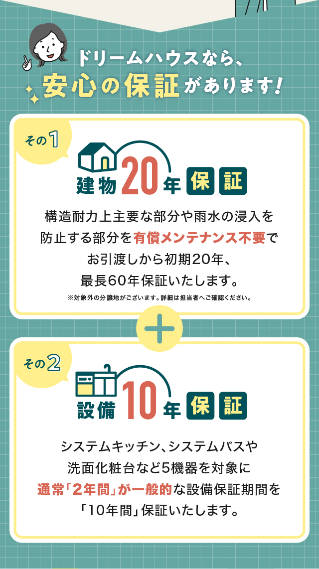 ドリームハウスなら、安心の保証があります！